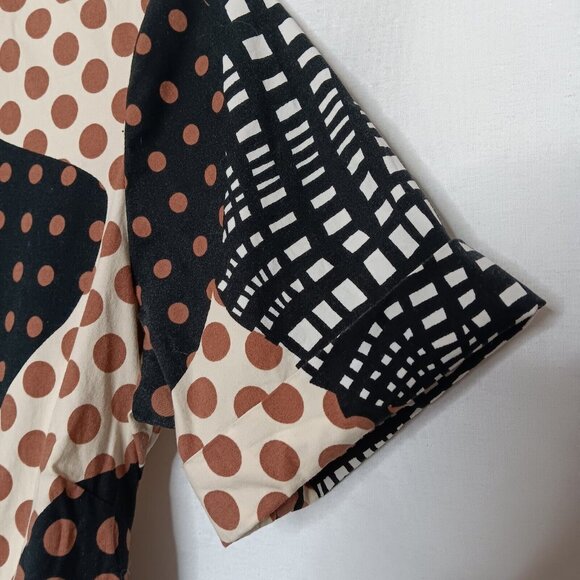 Becky & Max Size 6 Shirt Dress Knee Length Short Slv Polka Dot Abstract Stretch - Picture 3 of 9